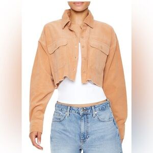 Forever 21 Light Brown Crop Button-Up Shirt